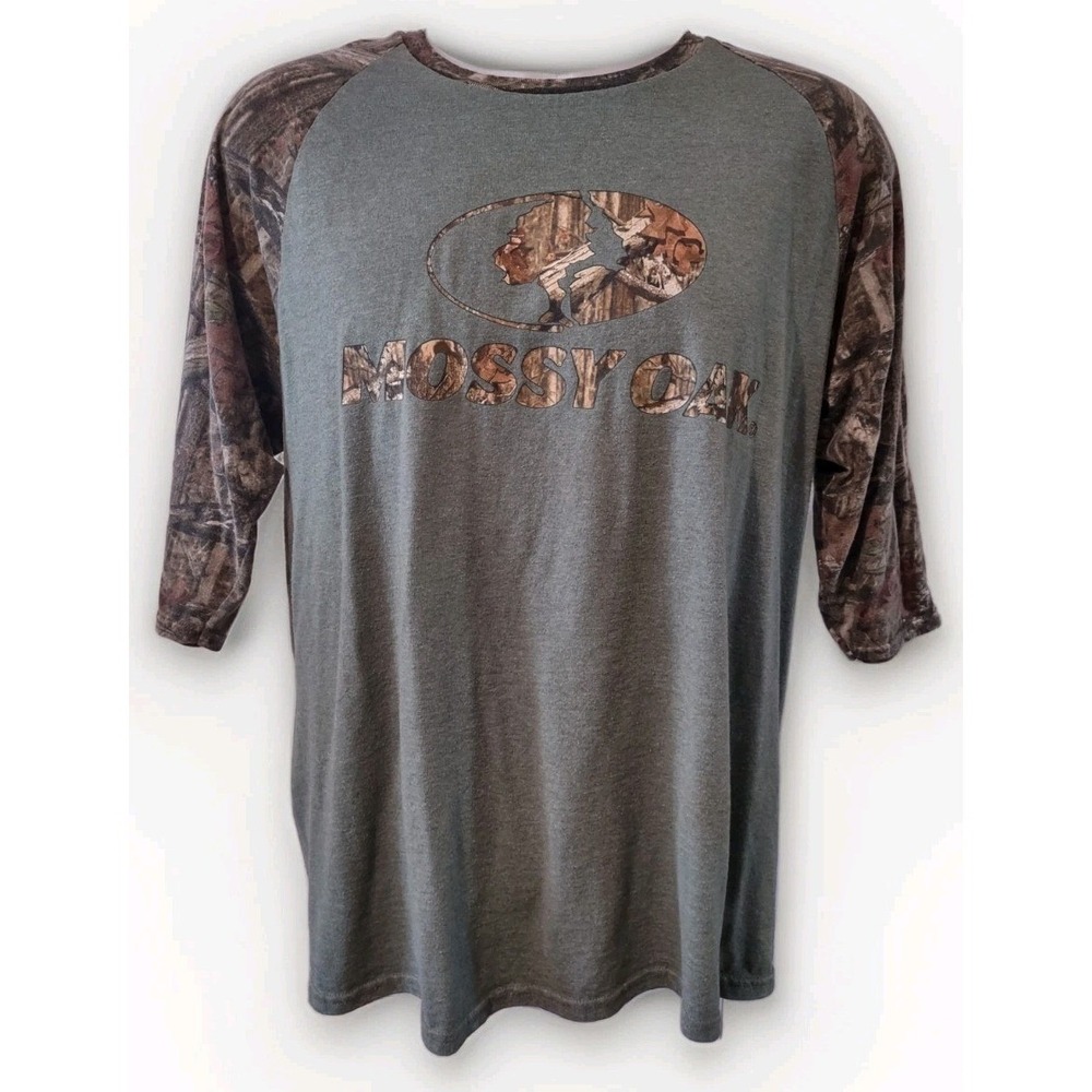 Mossy Oak Shirt Men's Size XLarge Hunting Fishing Casual  3/4 Sleeves Green Camo